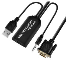 1.2M 4FT Full HD 1080P VGA to HDMI Adapter VGA2HDMI Audio Video Converter Cable with 3.5mm Audio for HDTV PC Monitor Projector